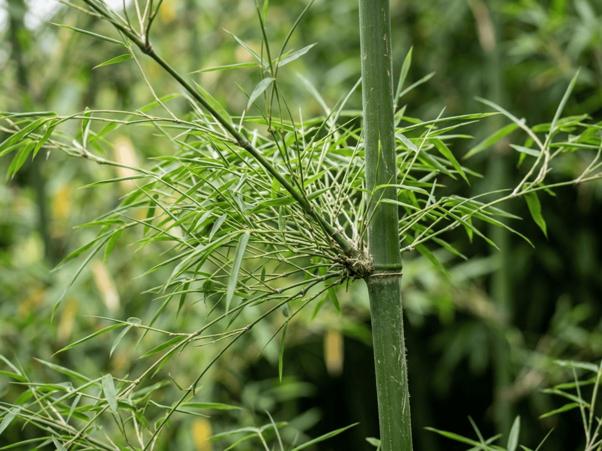 Bambú de seto — primer plano de hojas y flores