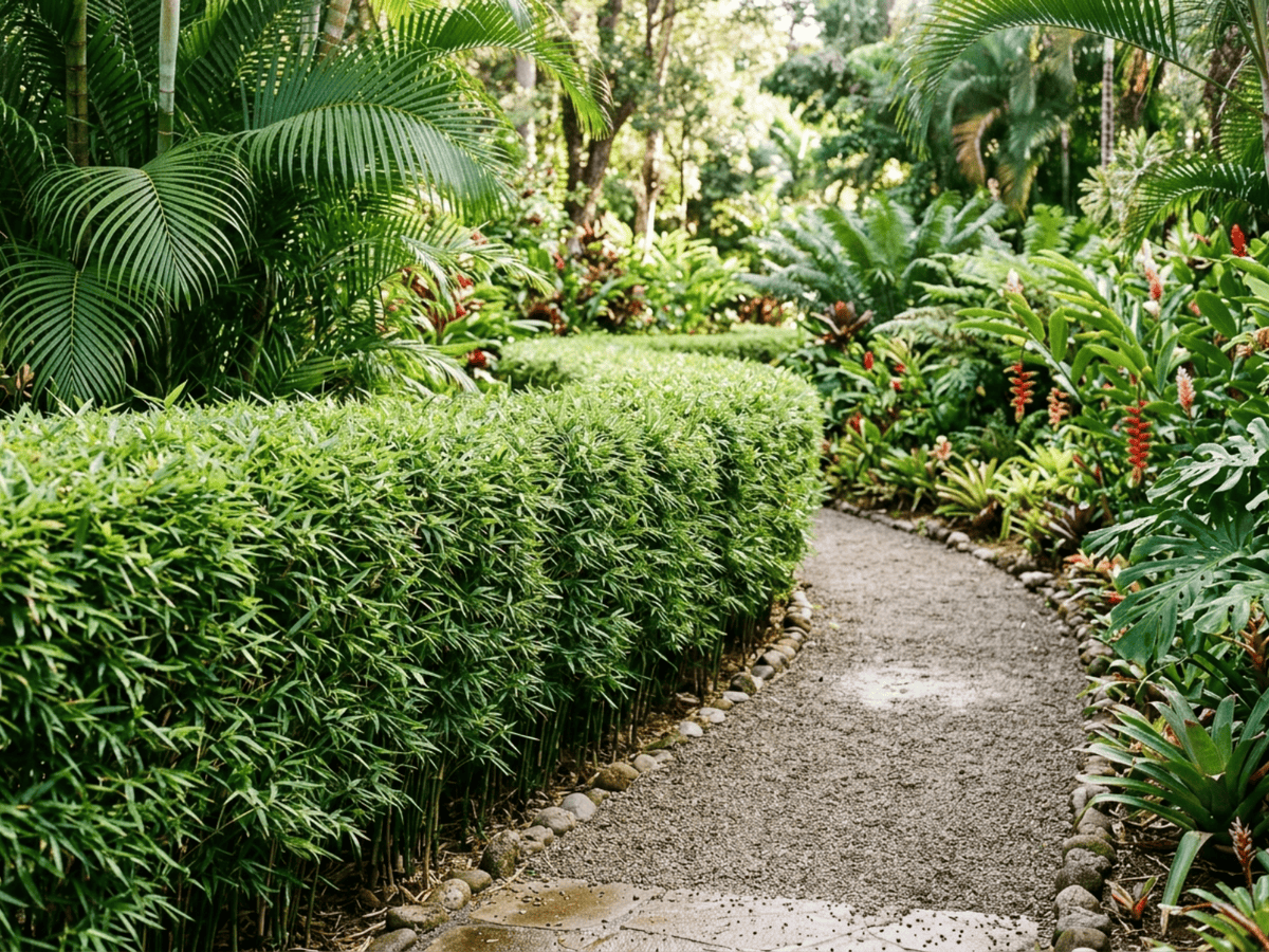 Bambú de seto en un jardín