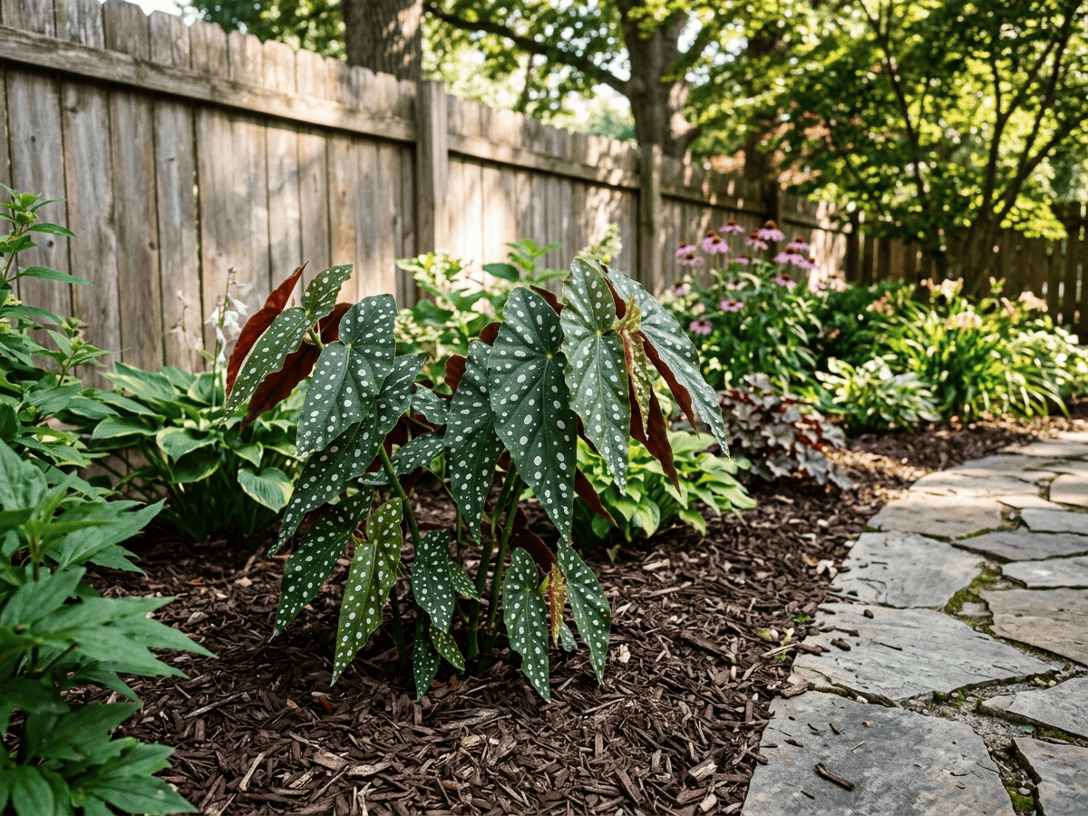 Begonia maculata in giardino