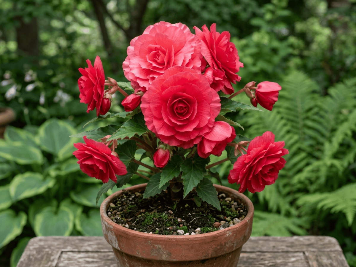 Begonia Tuberosa Hybrids (Begonia x tuberhybrida), whole plant