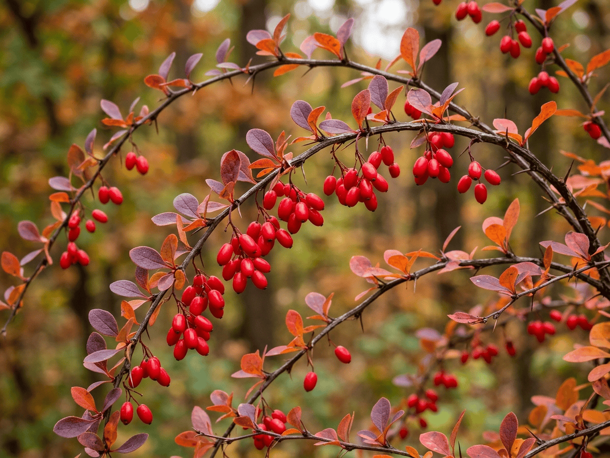 Agracejo rojo — primer plano de hojas y flores