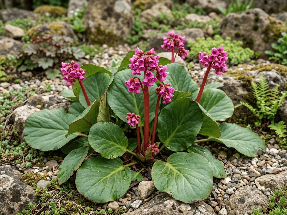 ヒマラヤユキノシタ(Bergenia cordifolia)の全体像