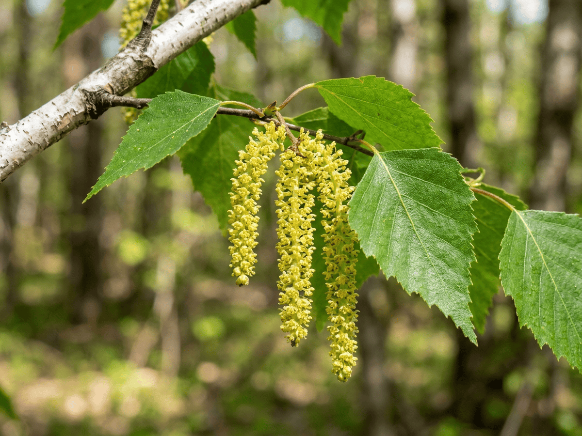 Paper Birch — close-up of leaves and flowers