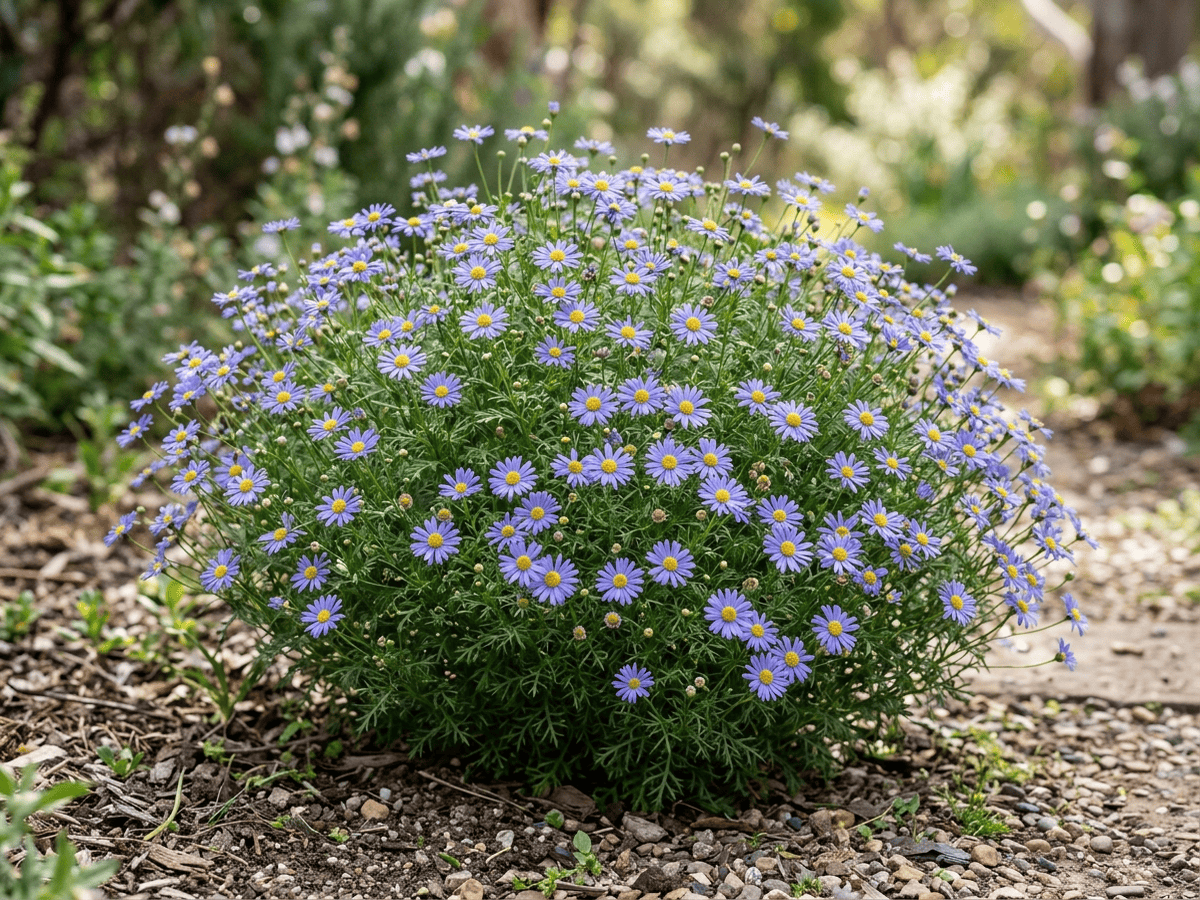 margarita del río Swan (Brachyscome iberidifolia), planta completa