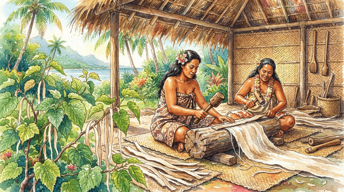 Illustrated historical scene for Paper Mulberry