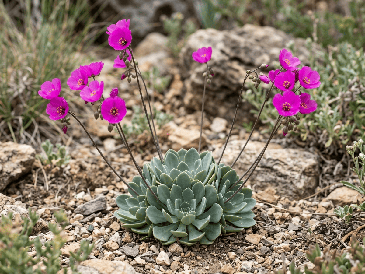 Portulaca delle rocce (Calandrinia spectabilis), pianta intera