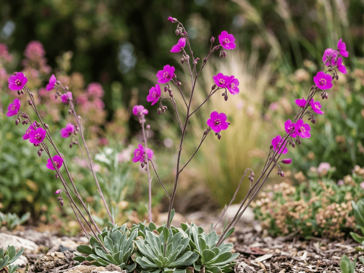 Portulaca delle rocce — primo piano di foglie e fiori