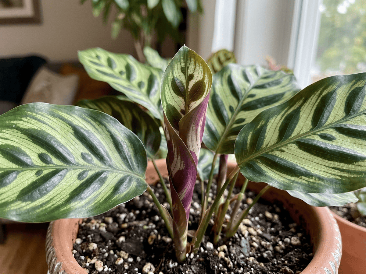 Maranta-pavão — aparência sazonal