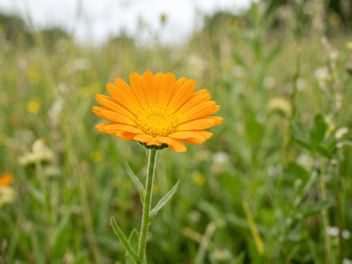Field Marigold — close-up of leaves and flowers