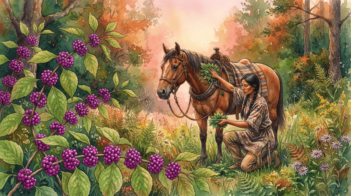 Scena storica illustrata per callicarpa americana