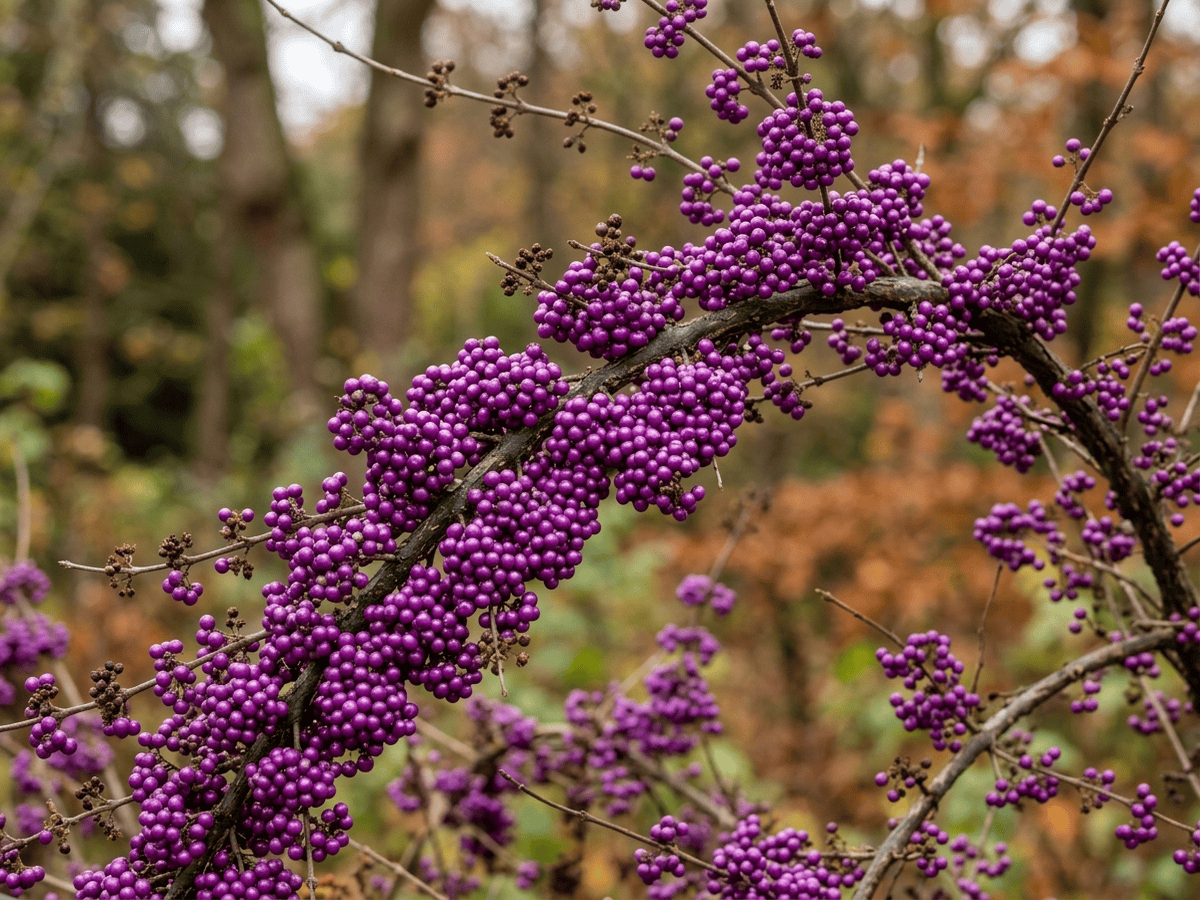 Bodinier's Beautyberry — close-up of leaves and flowers