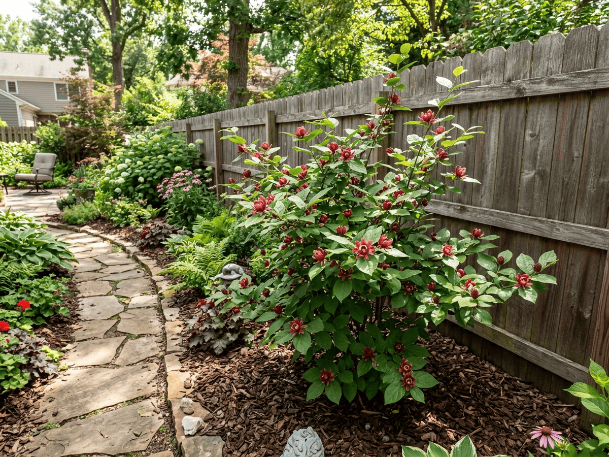 Chinese Sweetshrub in a garden setting
