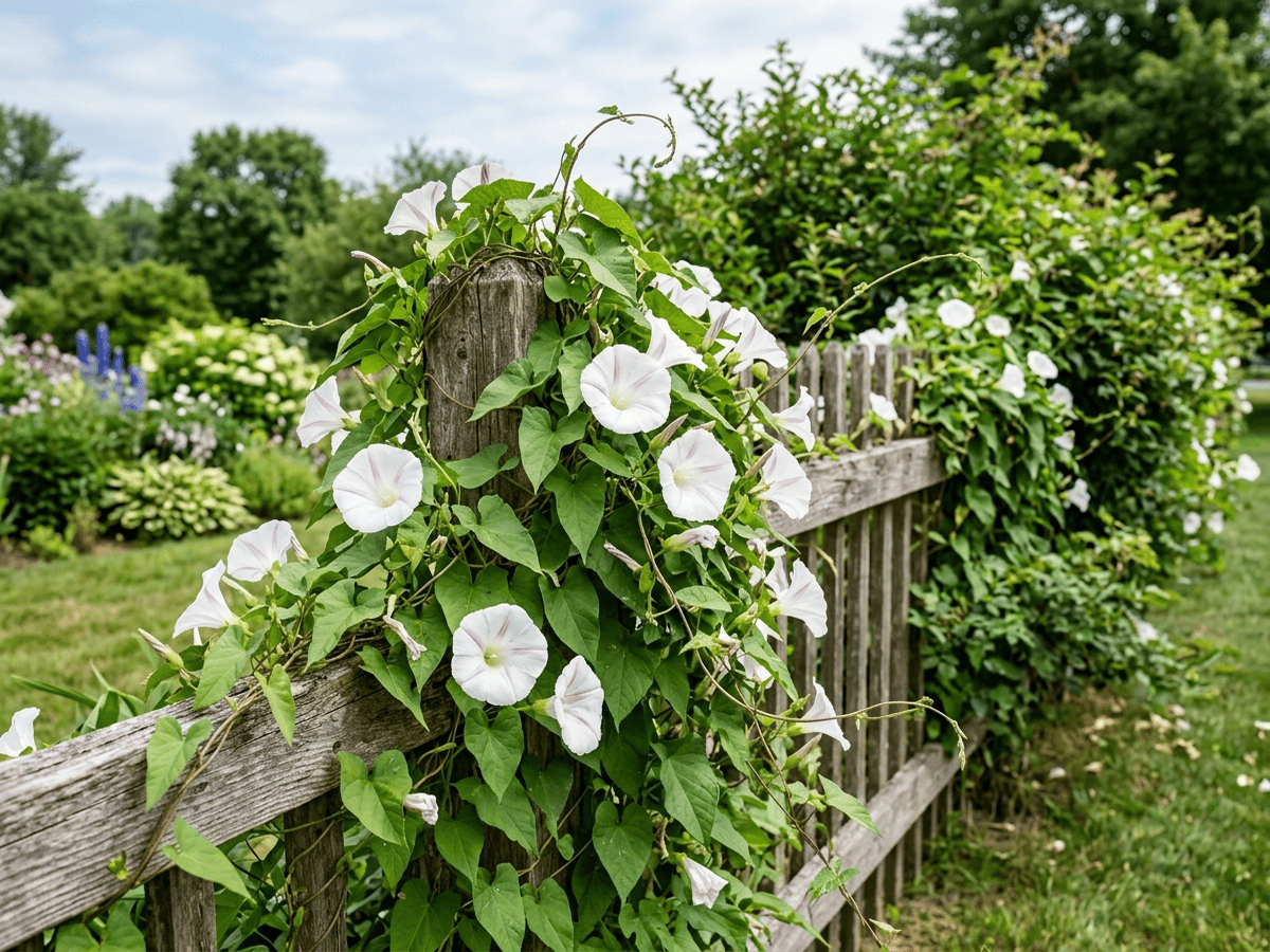 Hedge Bindweed in a garden setting