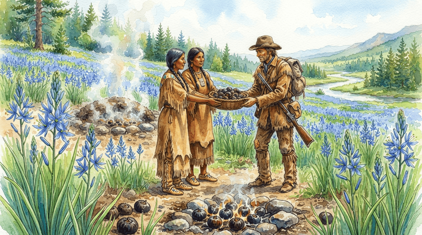 Scena storica illustrata per Camassia comune