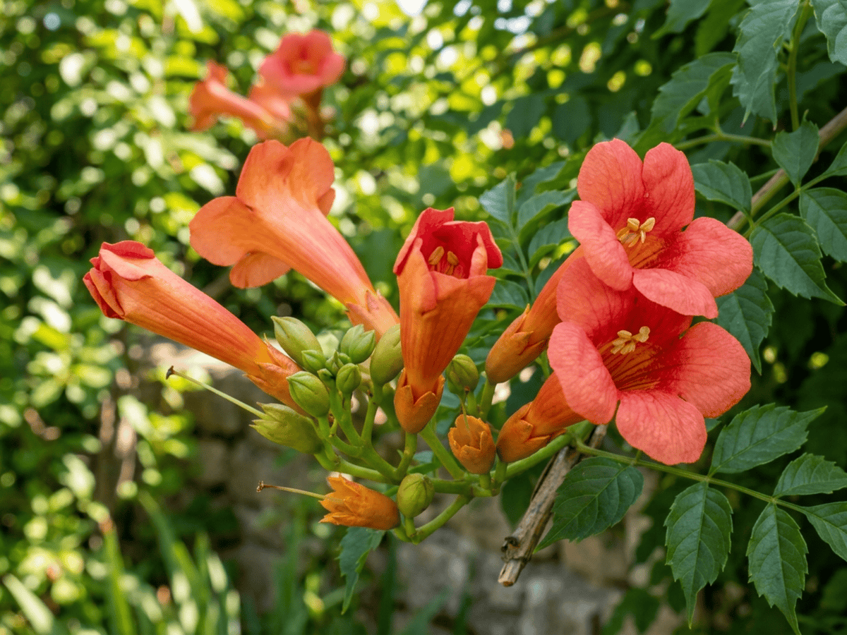 American Trumpet Vine — seasonal appearance