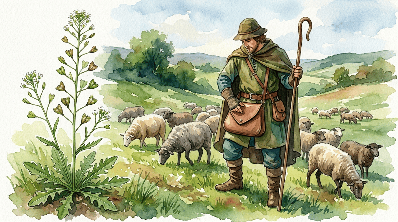 Illustrated historical scene for Shepherd's-Purse