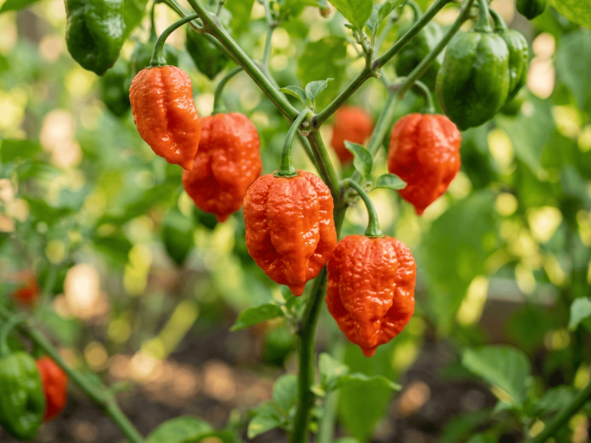 Chili Pepper — close-up of leaves and flowers