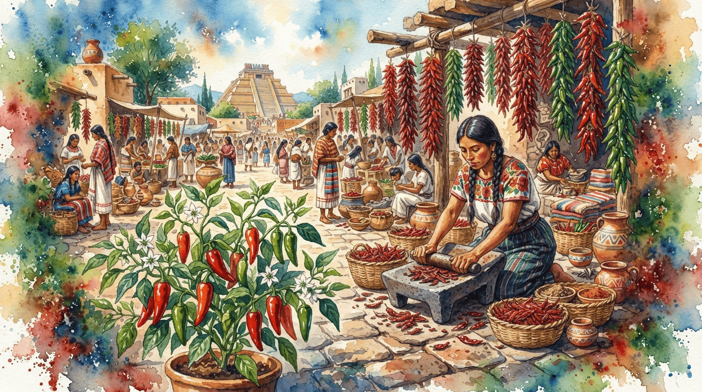 Illustrated historical scene for Chili Pepper