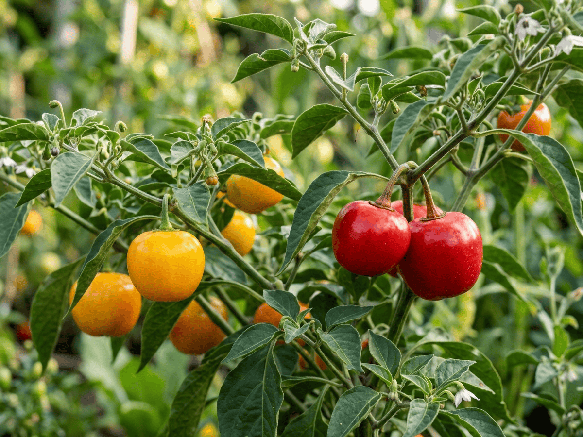 rocoto — primer plano de hojas y flores