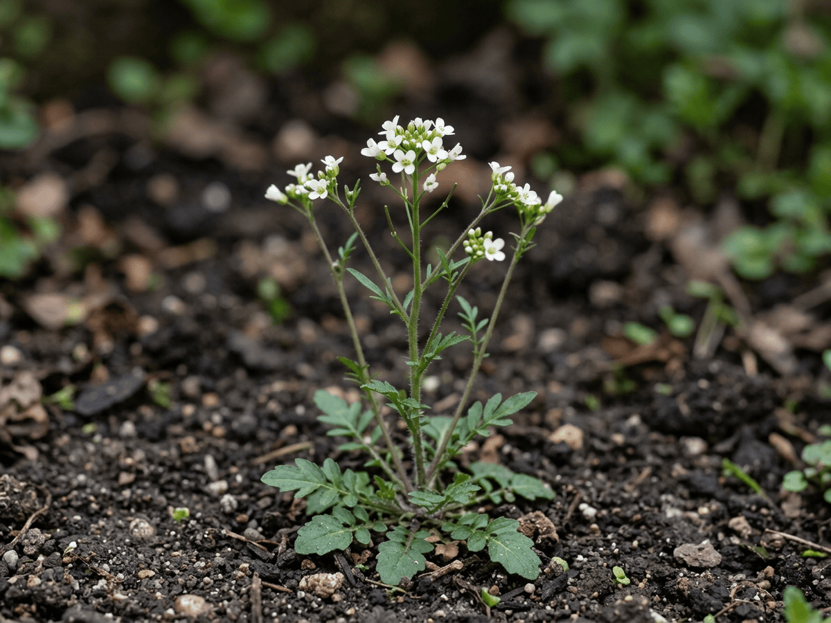Billeri primaticcio (Cardamine hirsuta), pianta intera