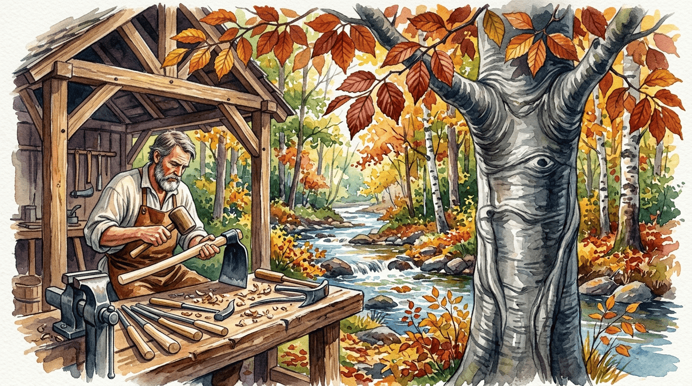 Illustrated historical scene for American Hornbeam