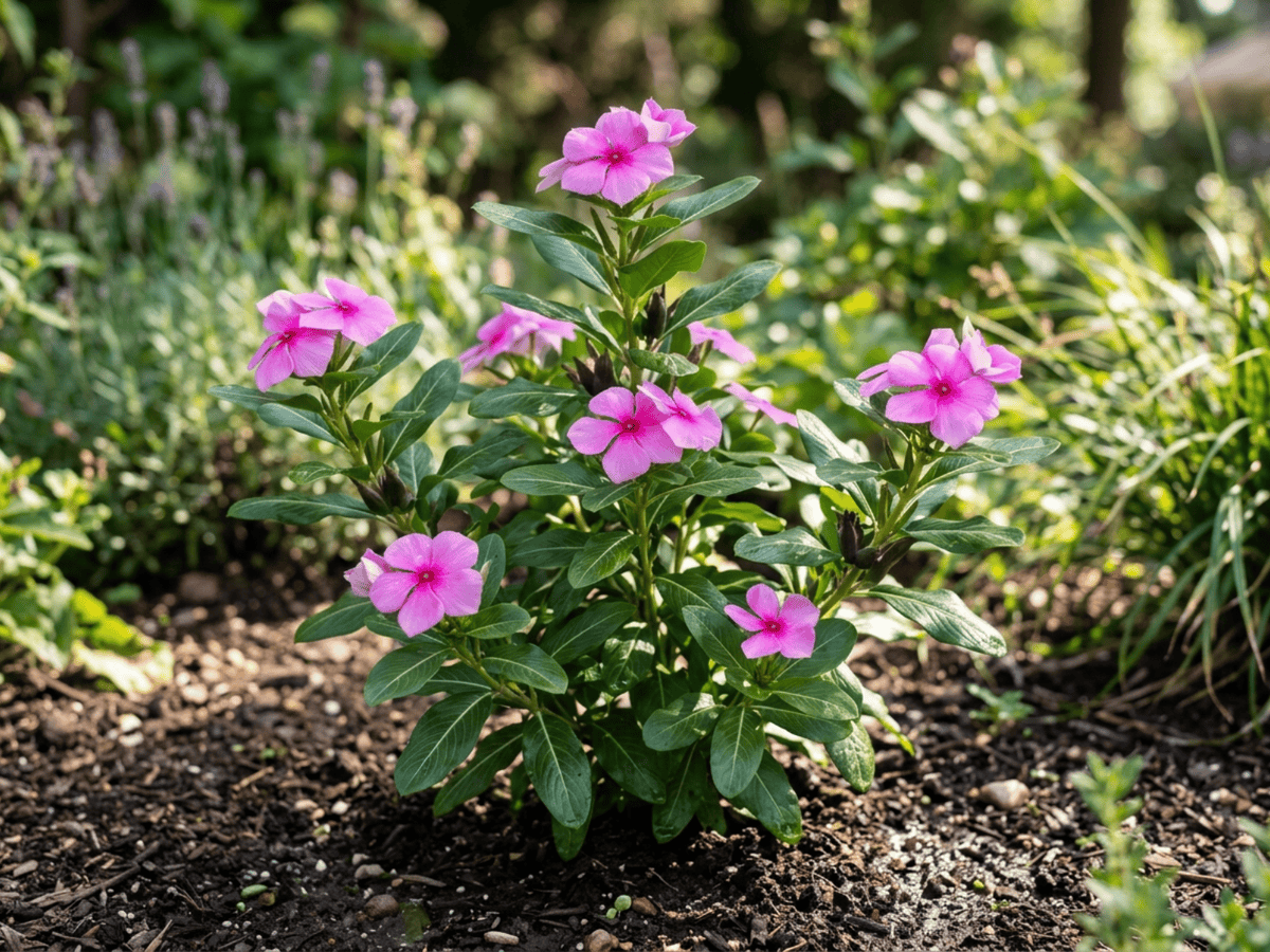 Madagascar Periwinkle (Catharanthus roseus), whole plant