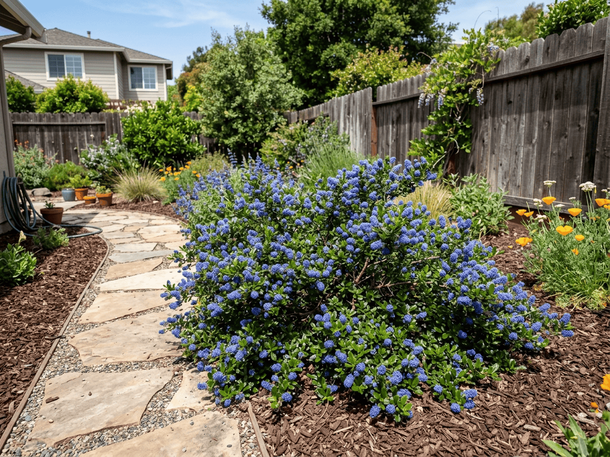 Maritime Ceanothus in a garden setting
