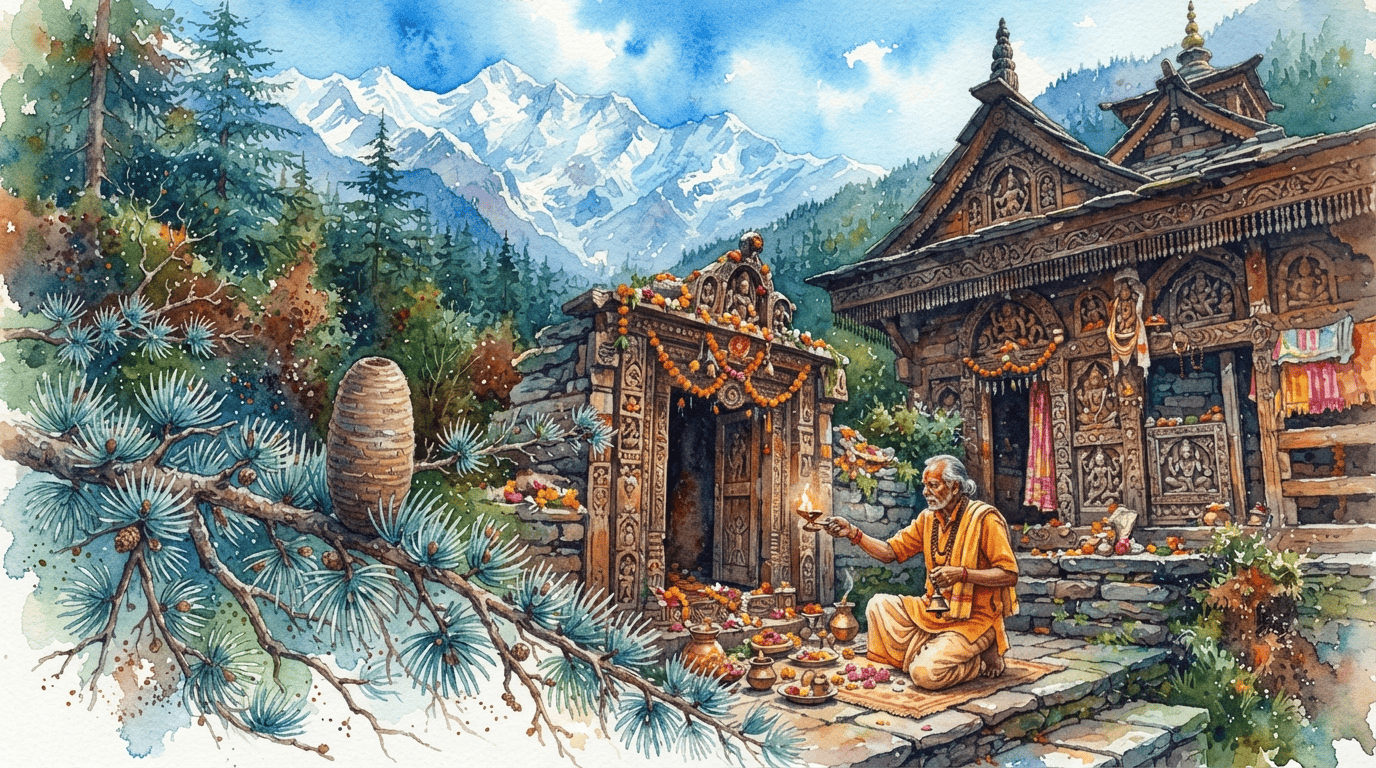 Illustrated historical scene for Deodar Cedar