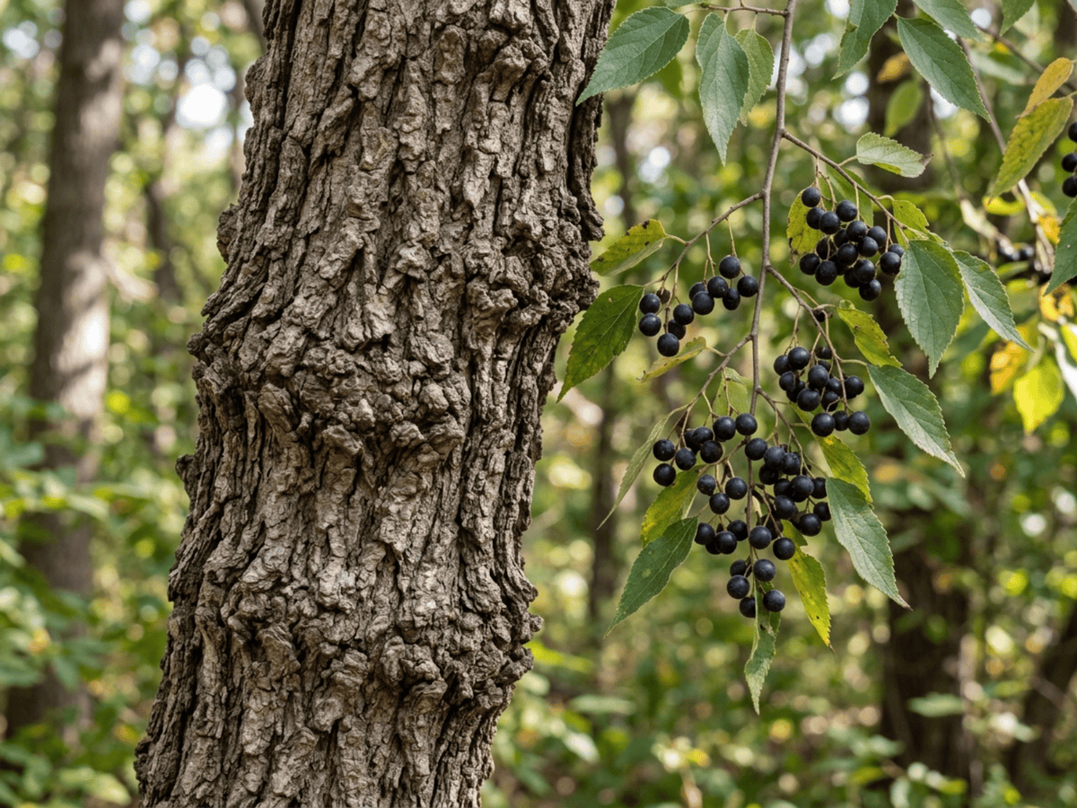 Common Hackberry — close-up of leaves and flowers