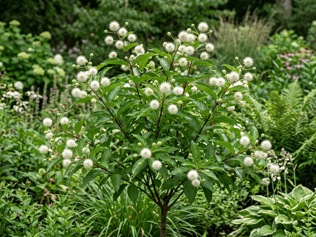 アメリカタニワタリノキ(Cephalanthus occidentalis)の全体像