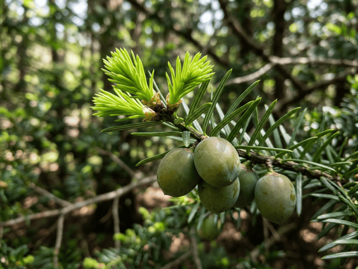 Japanese Plum-Yew — seasonal appearance