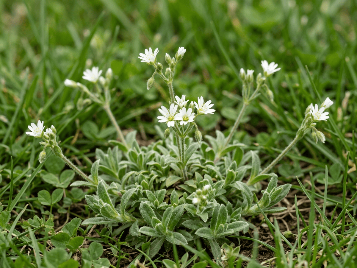 Gewöhnliches Hornkraut (Cerastium fontanum), ganze Pflanze