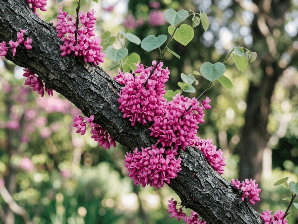 Judas-Tree — close-up of leaves and flowers
