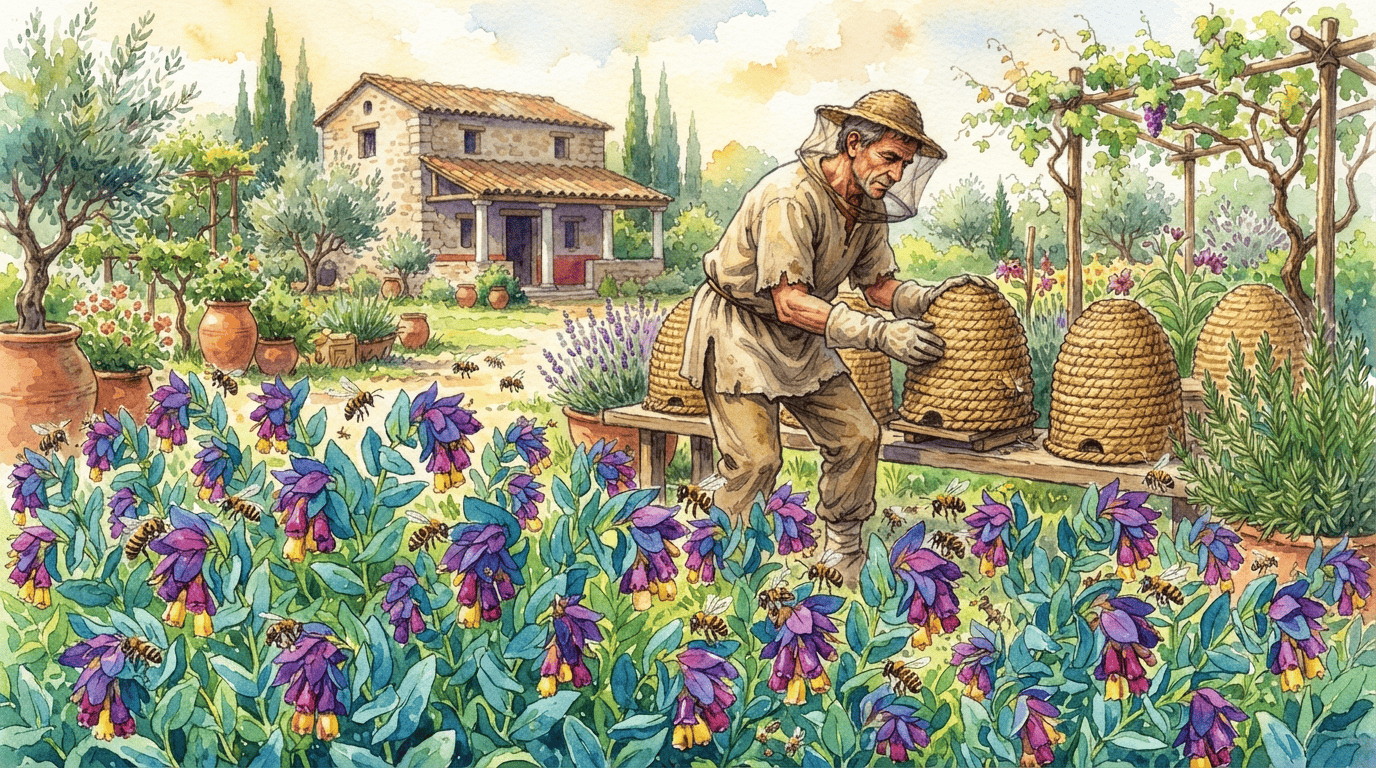Illustrated historical scene for Greater Honeywort