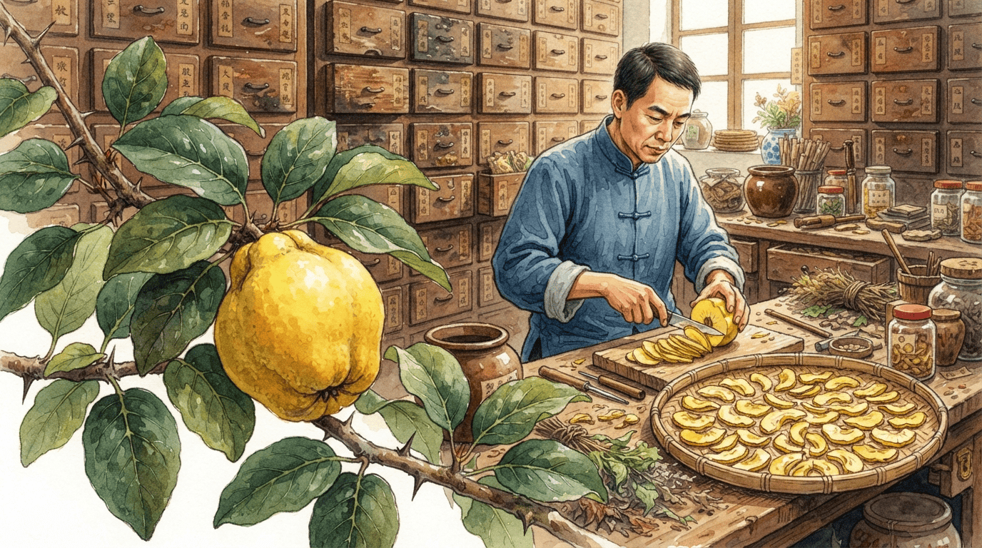Escena histórica ilustrada de Membrillo de China