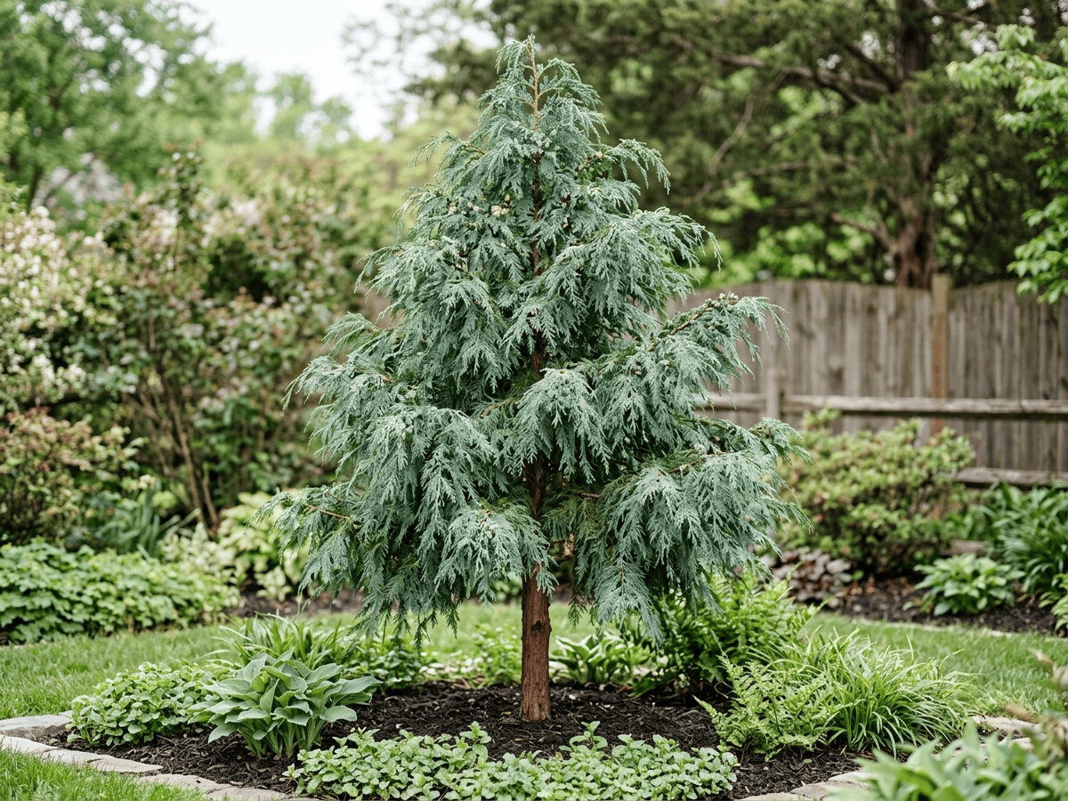 Sawara Cypress (Chamaecyparis pisifera), whole plant