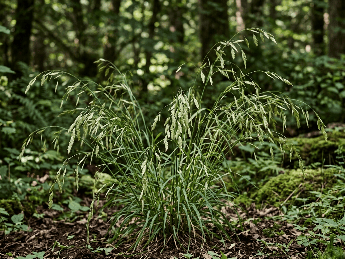 Schlankes Plattährengras (Chasmanthium laxum), ganze Pflanze