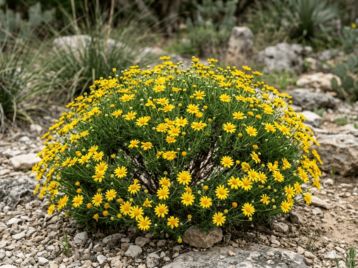 다미아니타(Chrysactinia mexicana) 전체 모습