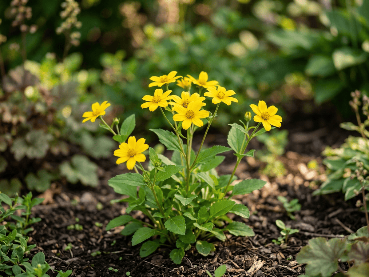 Goldkörbchen (Chrysogonum virginianum), ganze Pflanze