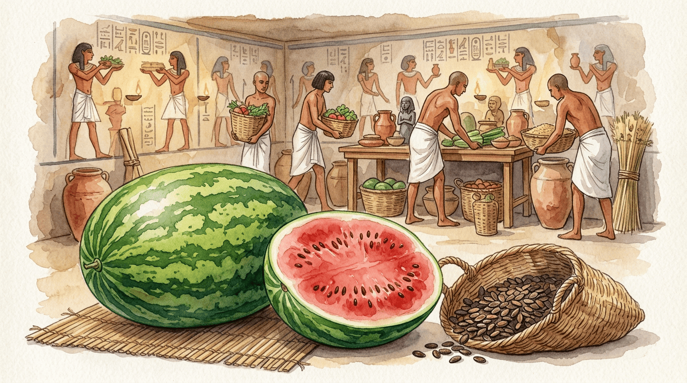Illustrated historical scene for Watermelon