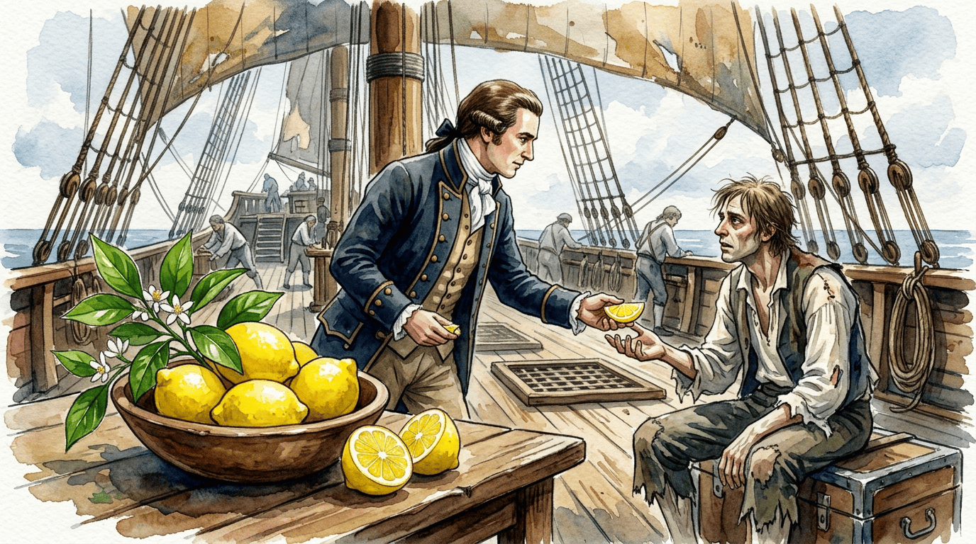 Illustrierte historische Szene zu Zitrone