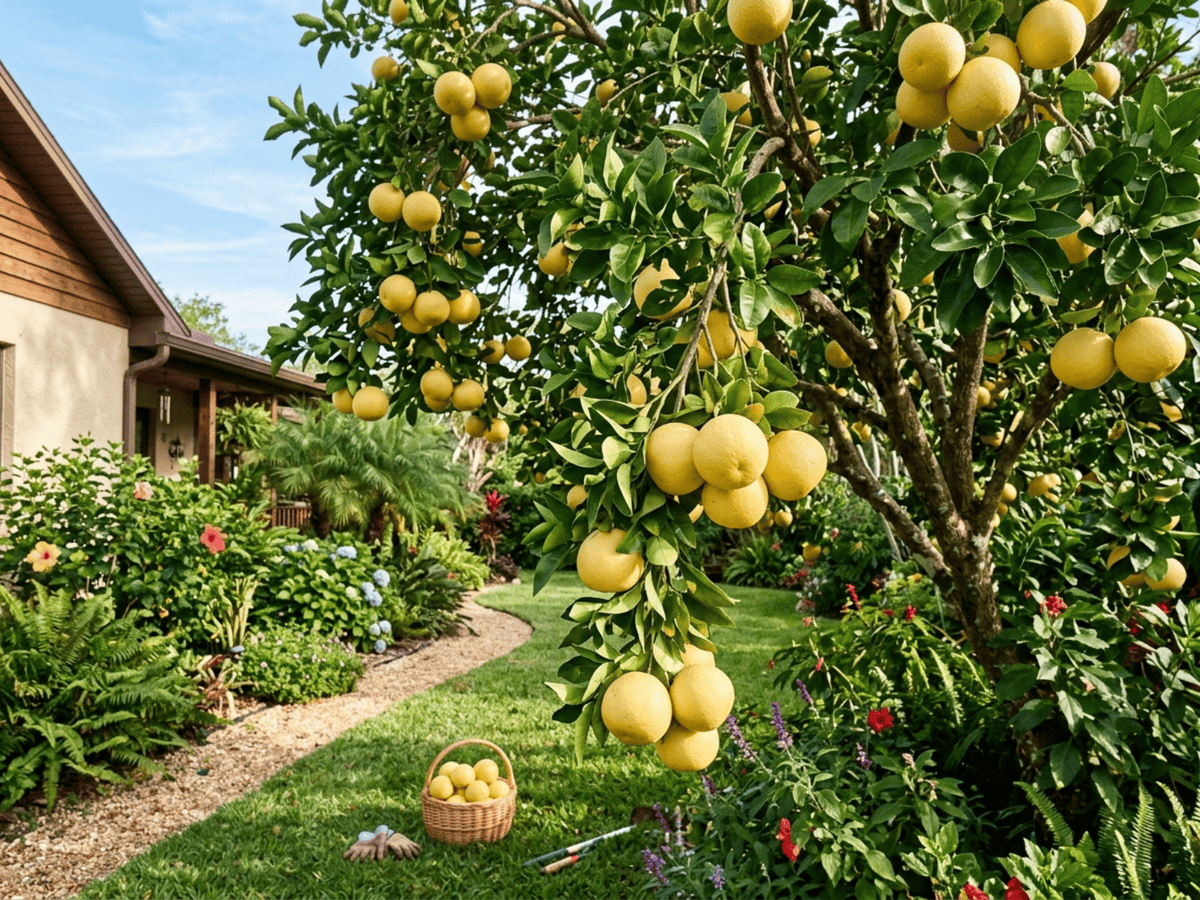 Grapefruit im Garten