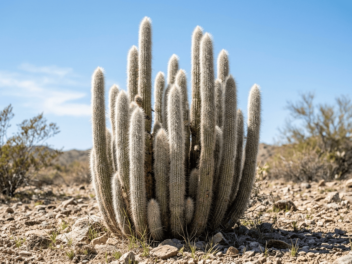 Silver Torch Cactus (Cleistocactus strausii), whole plant