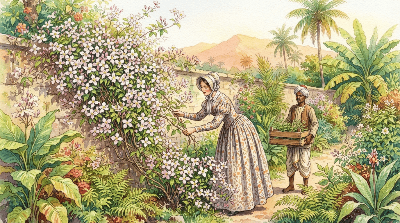 Illustrated historical scene for Himalayan Clematis