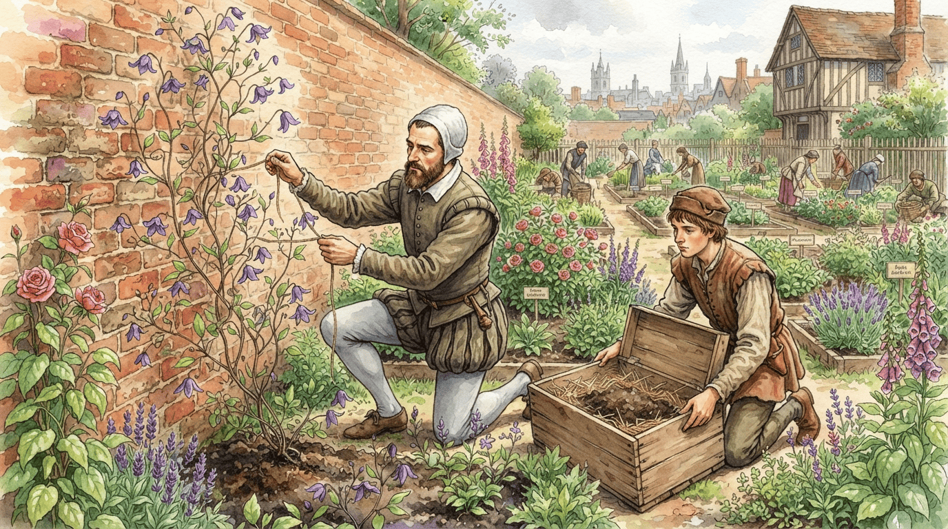 Escena histórica ilustrada de Clemátide italiana