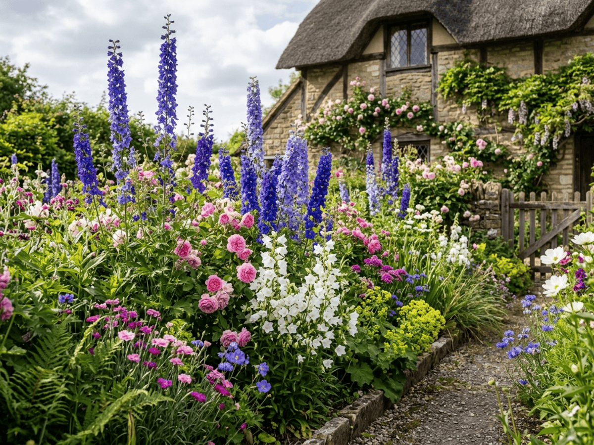 Doubtful Knight's-Spur in a garden setting