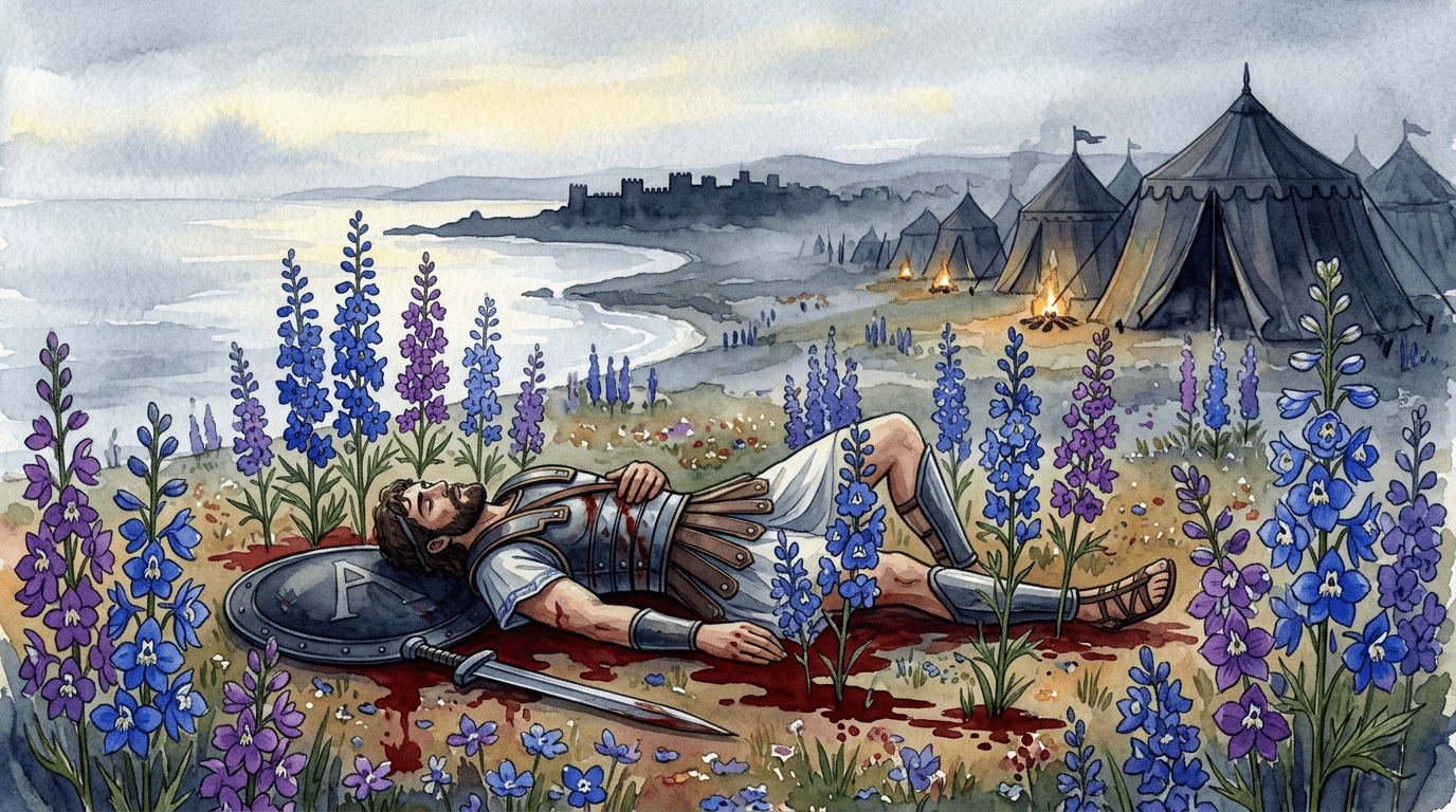 Illustrated historical scene for Doubtful Knight's-Spur