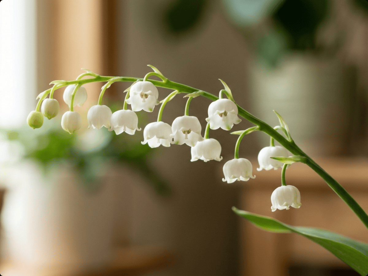 Muguet — gros plan sur feuilles et fleurs