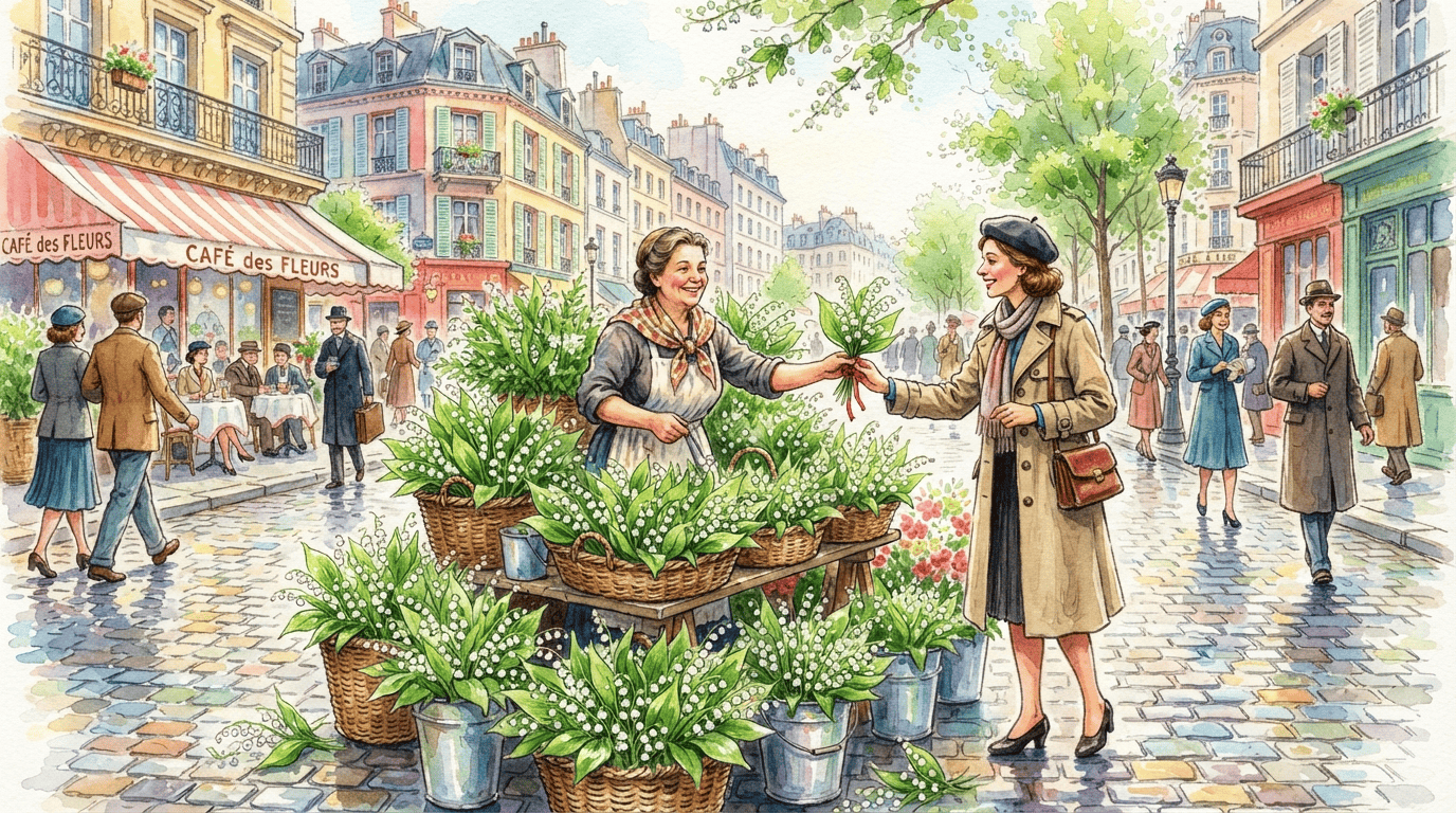 Scène historique illustrée pour Muguet