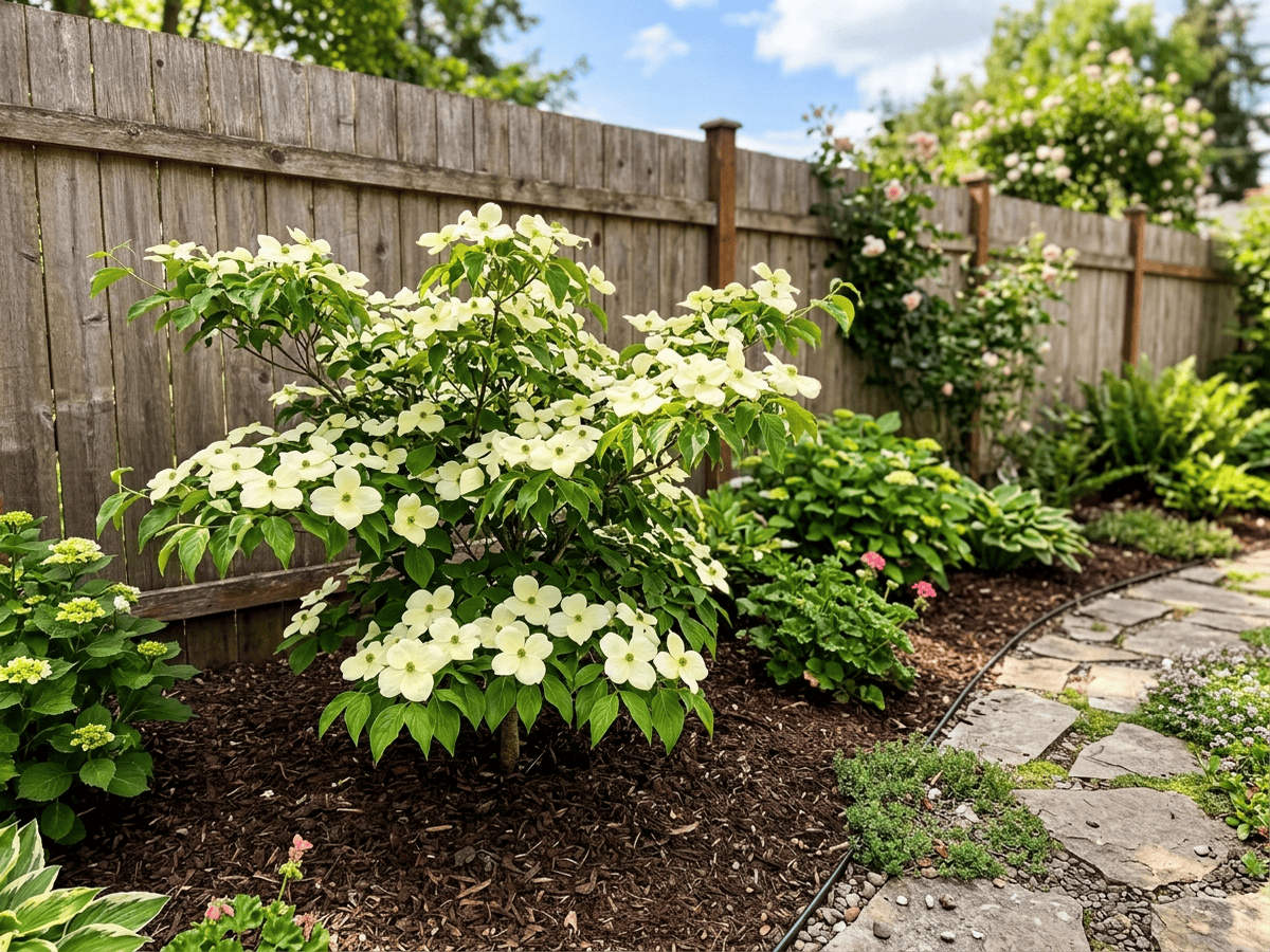 Pacific Dogwood in a garden setting